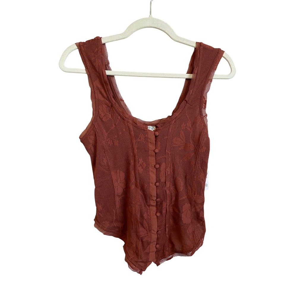 Intimately Free People Spiced Rum Floral Mesh Corset Tank Top OB2144348 Small